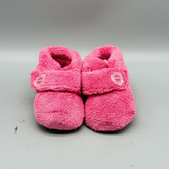 UGG Shoes Infant Girl 4/5 Pink Fuzzy Baby Bixbee Booties Slipper Cozy Australia - Picture 3 of 13